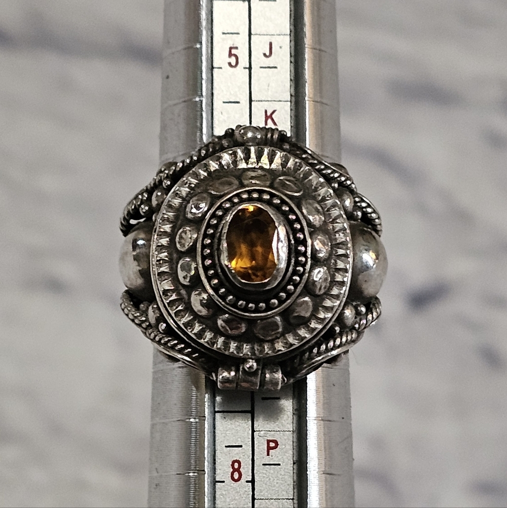 Sterling Silver With Citrine Gemstone Poison Ring